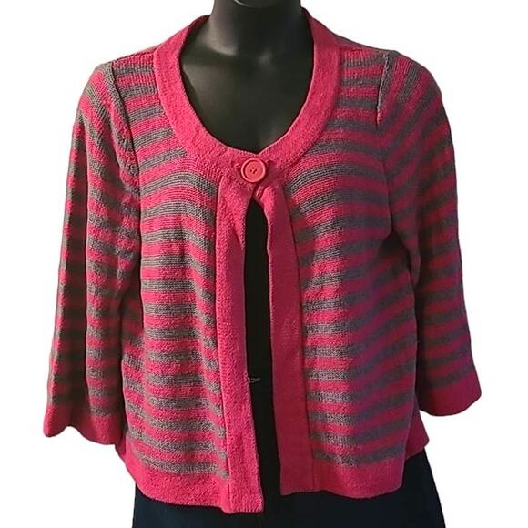 Excellent Croft & Barrow Women’s Striped 3/4 Sleeve Pullover Cardigan Size XL - Picture 3 of 9